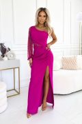 Sukienka na jedno ramię z cekinami magenta - Cynthia