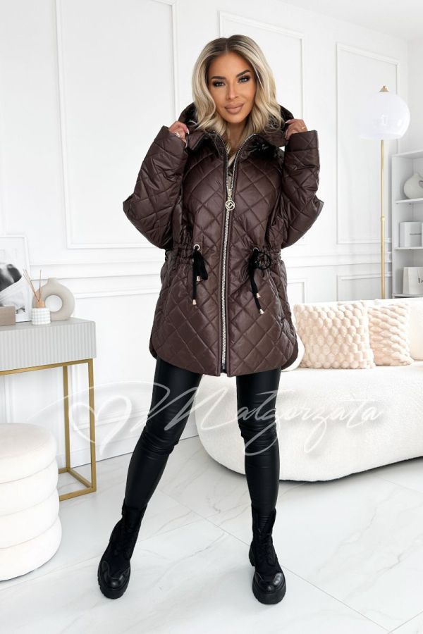 Brown women's fall waist jacket - Dorita