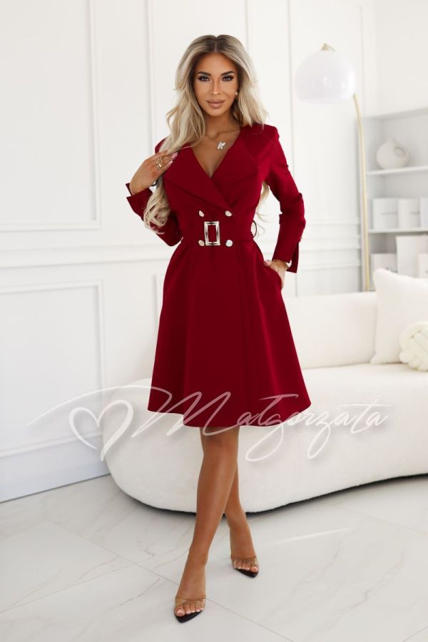 Maroon flared jacket dress - Blanca