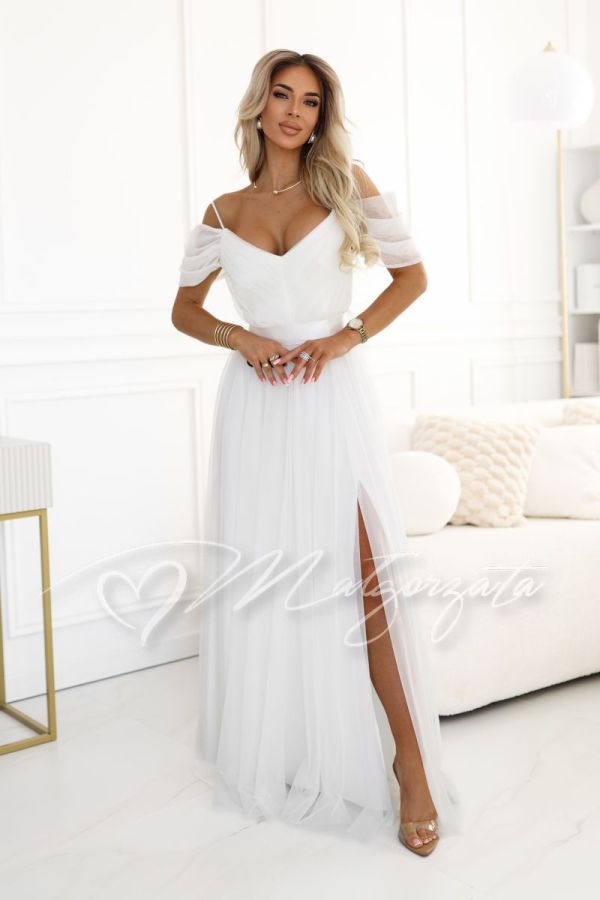 Princess cut wedding dress with dropped shoulders - Adalin