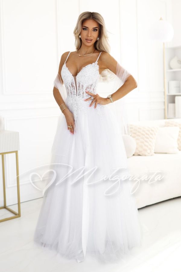 Princess cut wedding dress with lace corset - Celia