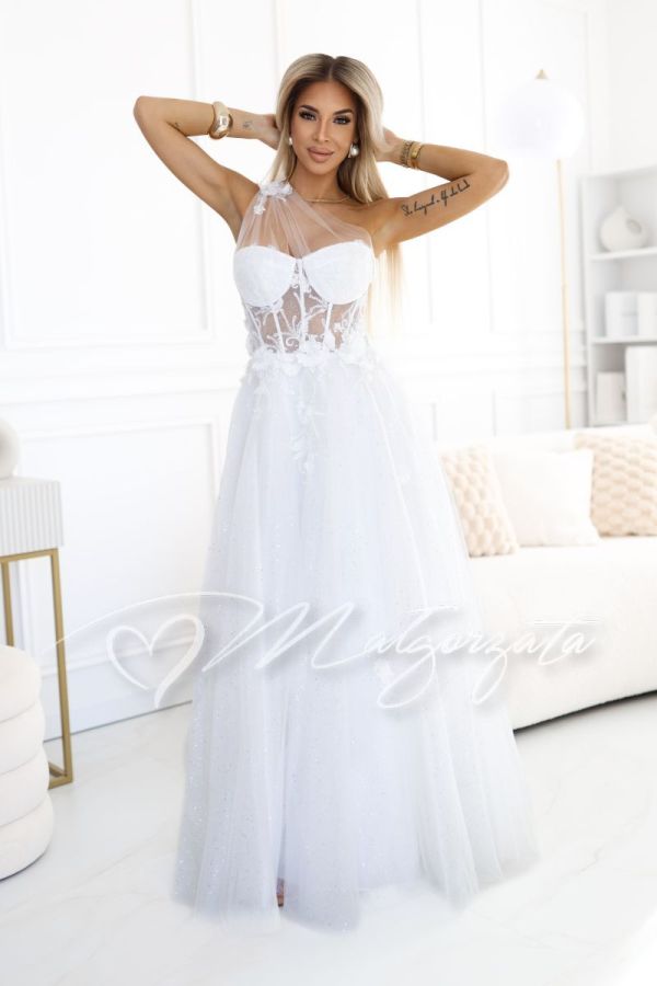 Princess wedding dress with one shoulder corset - Amalia