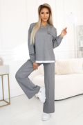 Grey women's wide-leg sweatshirt set - Bottega