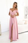 Pink flared maxi dress with dropped shoulders - Willow