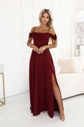 Maroon flared dress with water neckline - Bristol