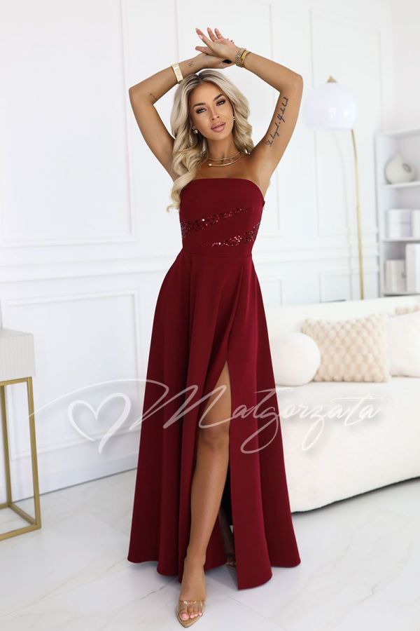 Maroon corset flared dress - Omiko