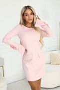 Pink formal dress before the knee with long sleeves - Etna