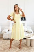 Yellow flared midi dress for communion and wedding - Cerys