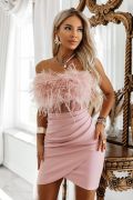 Różowa sukienka gorsetowa mini z piórami - Vanessa