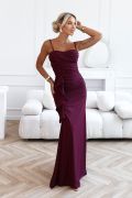 Burgundy strappy maxi dress with a frill – Kesja