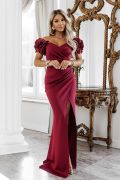 A burgundy maxi evening dress with floral detailing on the shoulders – Cristianna